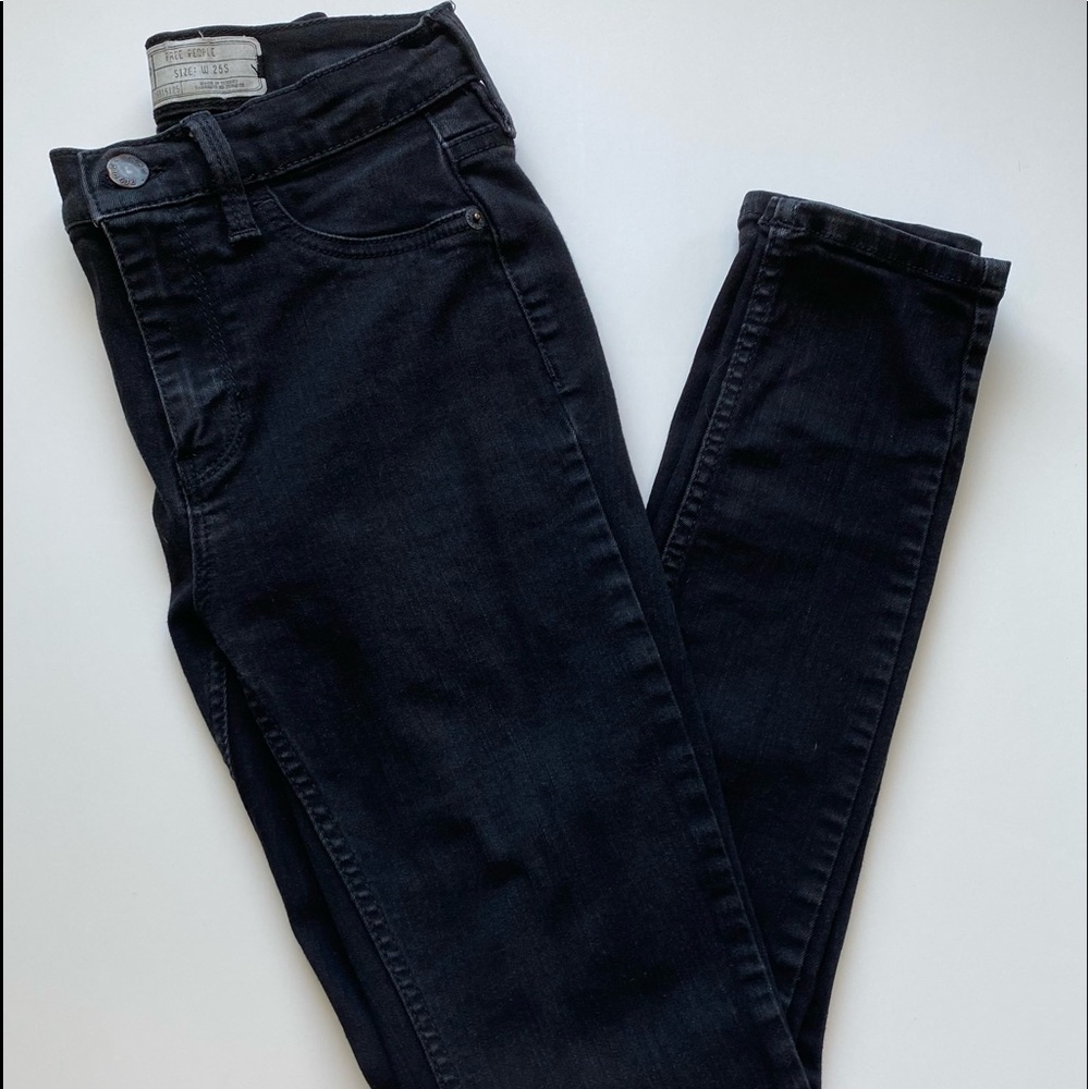 Black Free People High Waist Skinny Jeans